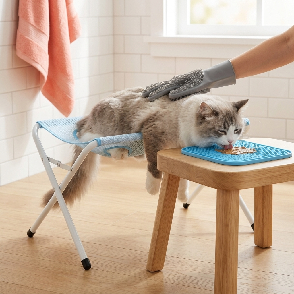 Sammenleggbart badestativ for hund og katt