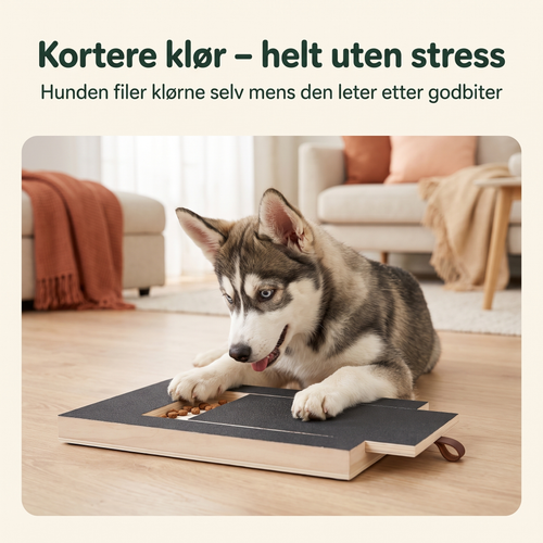 Hund filer klørne på klofilebrettet
